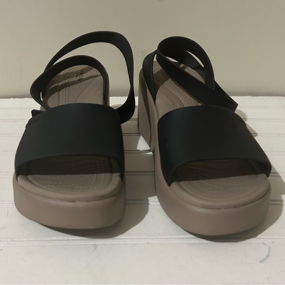 Crocs Women's Shoes 10 Brooklyn Ankle Strap Wedges Sandal Black Mushroom Casual - Picture 6 of 11